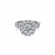 14K White Gold Cushion Halo Round Diamond Engagement Ring