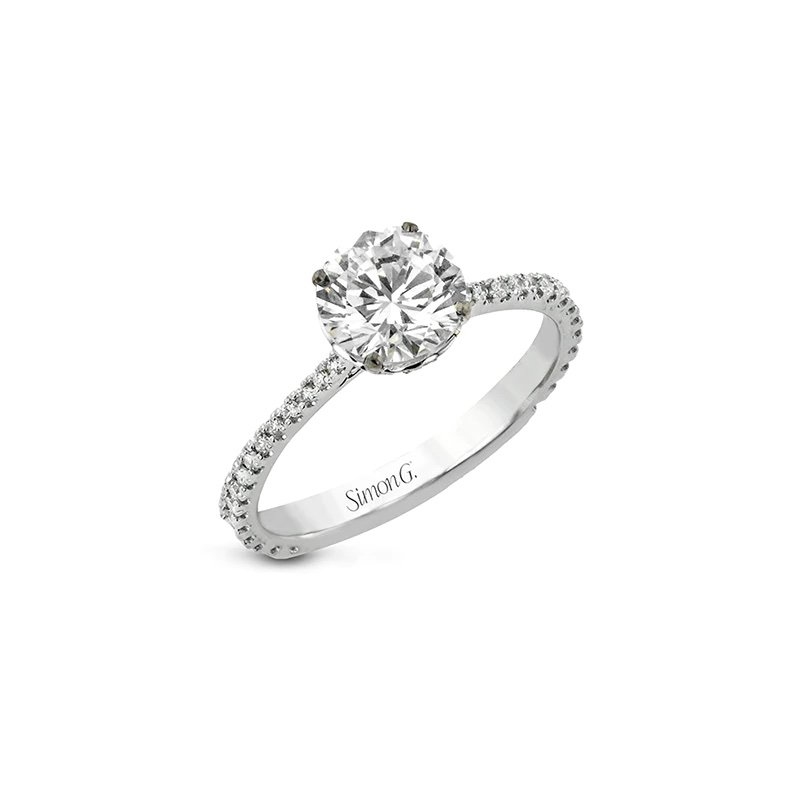 18K Round Hidden Halo Pavé Diamond Engagement Ring