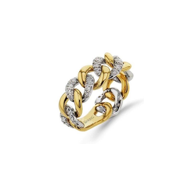 18K Yellow & White Gold Diamond Chain Link Fashion Band